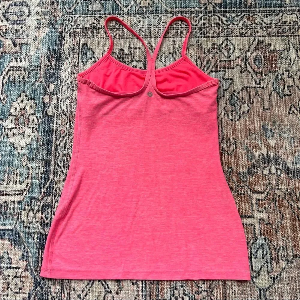 Lululemon Power Y Luon Heathered Neon Pink Tank Size 6
